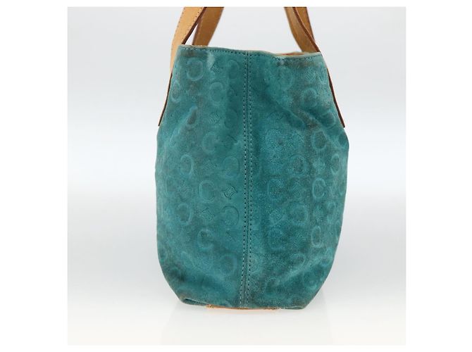 Céline CELINE C Macadam Canvas Handtasche aus Wildleder in Türkisblau Silber Authentisch BAZ446 - Ansicht 3