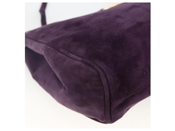 Borsa a Spalla Vala in Pelle Scamosciata Viola e Oro Auth AMZ434 di Salvatore Ferragamo D'oro Porpora - vista 11