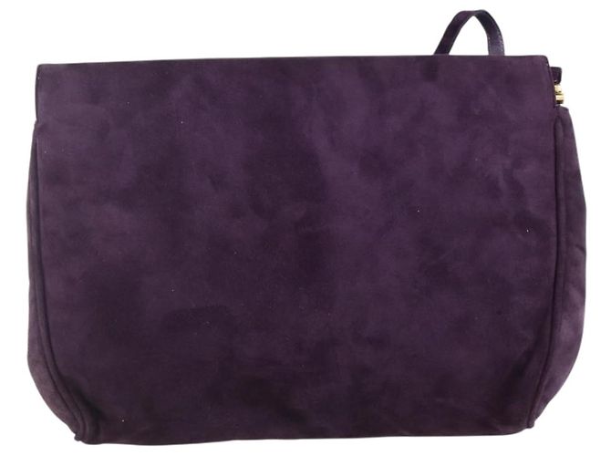 Borsa a Spalla Vala in Pelle Scamosciata Viola e Oro Auth AMZ434 di Salvatore Ferragamo D'oro Porpora - vista 3