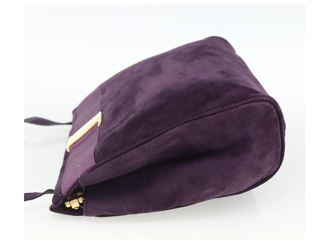 Borsa a Spalla Vala in Pelle Scamosciata Viola e Oro Auth AMZ434 di Salvatore Ferragamo D'oro Porpora - vista 4