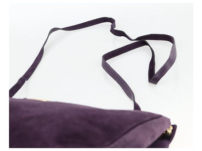 Borsa a Spalla Vala in Pelle Scamosciata Viola e Oro Auth AMZ434 di Salvatore Ferragamo D'oro Porpora - vista 8