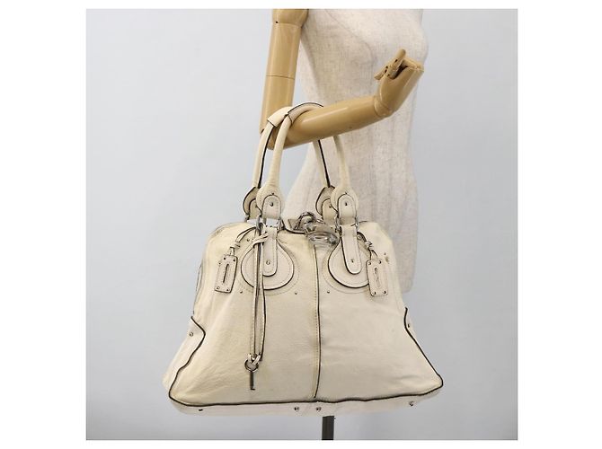 Chloé Bolso de mano Chloe Paddington de cuero blanco plateado Auth BSZ323 Plata - vista 24