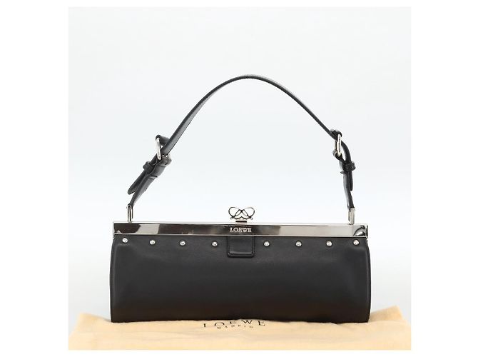 Borsa a Spalla LOEWE in Pelle Argento Nero Auth SW2182V - vista 12