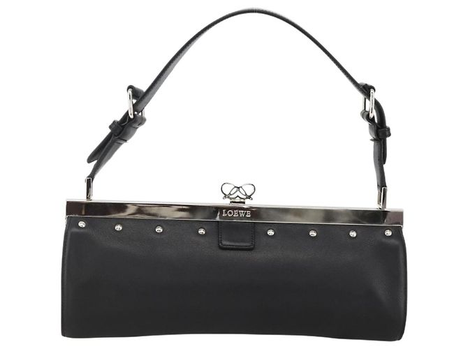 Borsa a Spalla LOEWE in Pelle Argento Nero Auth SW2182V - vista 13