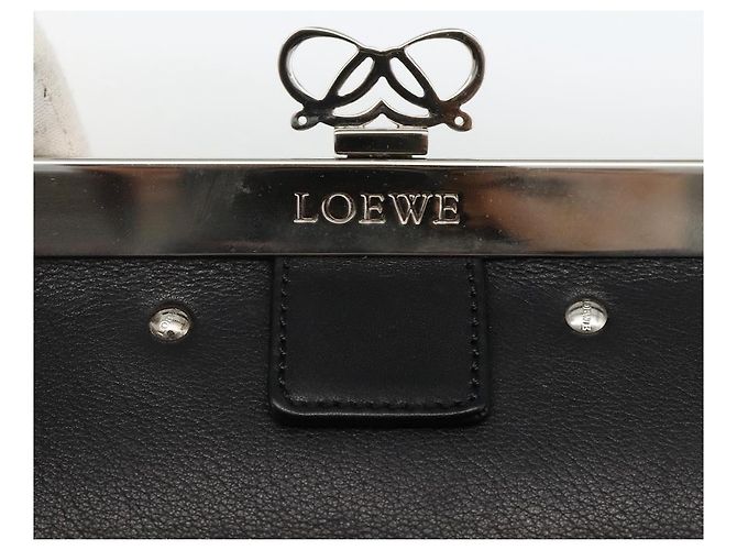 Borsa a Spalla LOEWE in Pelle Argento Nero Auth SW2182V - vista 17