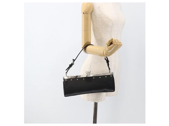 Borsa a Spalla LOEWE in Pelle Argento Nero Auth SW2182V - vista 22