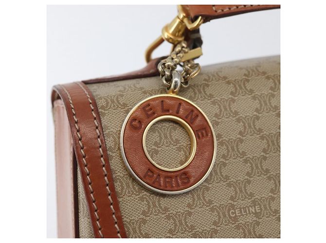 Céline Borsa a mano circolare in tela Macadam CELINE PVC 2 in 1 Beige Oro Auth AMZ333A D'oro - vista 19