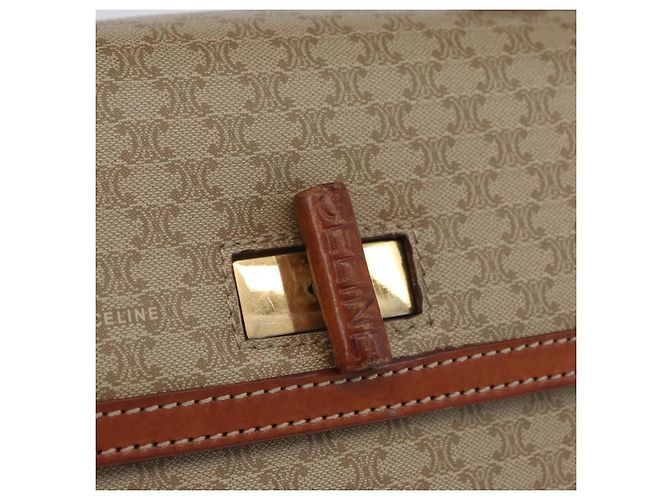 Céline Borsa a mano circolare in tela Macadam CELINE PVC 2 in 1 Beige Oro Auth AMZ333A D'oro - vista 20