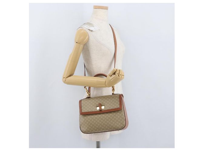Céline Borsa a mano circolare in tela Macadam CELINE PVC 2 in 1 Beige Oro Auth AMZ333A D'oro - vista 29