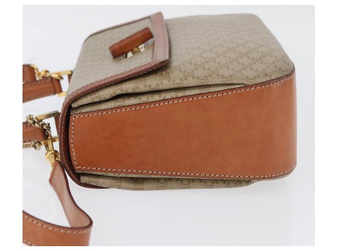 Céline Borsa a mano circolare in tela Macadam CELINE PVC 2 in 1 Beige Oro Auth AMZ333A D'oro - vista 4