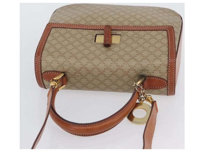 Céline Borsa a mano circolare in tela Macadam CELINE PVC 2 in 1 Beige Oro Auth AMZ333A D'oro - vista 6