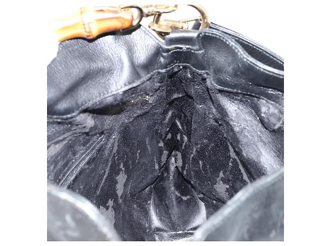 Borsa a mano in pelle Gucci Bamboo 2 in 1 Nero Oro 001 1638 Auth BSZ349 - vista 20