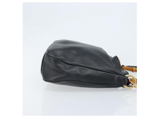 Borsa a mano in pelle Gucci Bamboo 2 in 1 Nero Oro 001 1638 Auth BSZ349 - vista 3