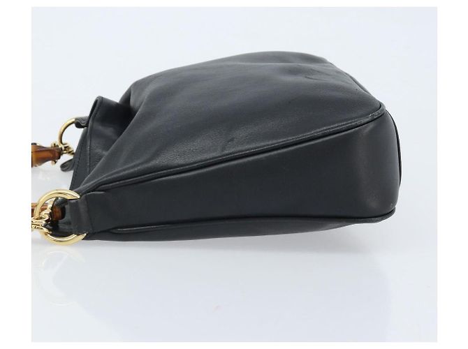 Borsa a mano in pelle Gucci Bamboo 2 in 1 Nero Oro 001 1638 Auth BSZ349 - vista 4