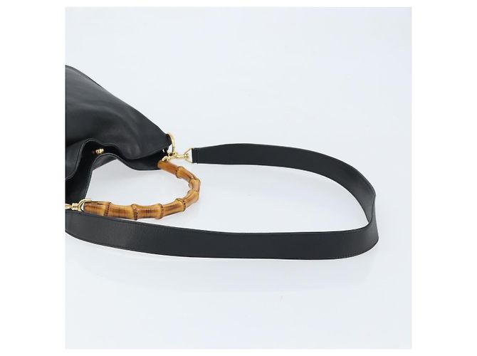 Borsa a mano in pelle Gucci Bamboo 2 in 1 Nero Oro 001 1638 Auth BSZ349 - vista 8
