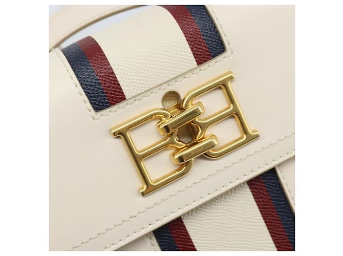 BALLY Hand Bag Leather 2way White Gold Auth YKZ532A Golden - view 19