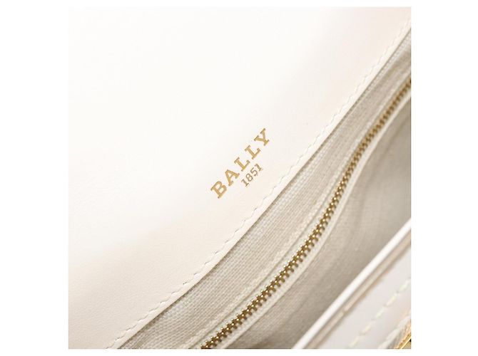BALLY Hand Bag Leather 2way White Gold Auth YKZ532A Golden - view 20