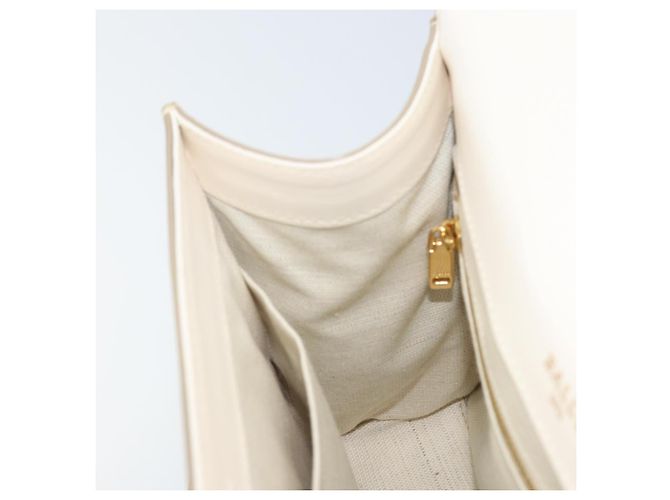 BALLY Hand Bag Leather 2way White Gold Auth YKZ532A Golden - view 22