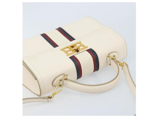 BALLY Hand Bag Leather 2way White Gold Auth YKZ532A Golden - view 6