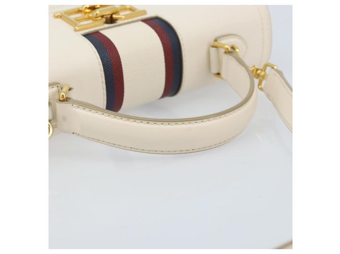 BALLY Hand Bag Leather 2way White Gold Auth YKZ532A Golden - view 7