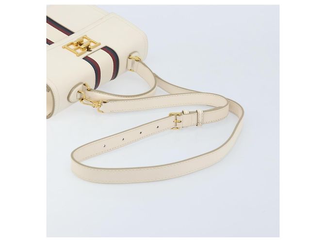 BALLY Hand Bag Leather 2way White Gold Auth YKZ532A Golden - view 8