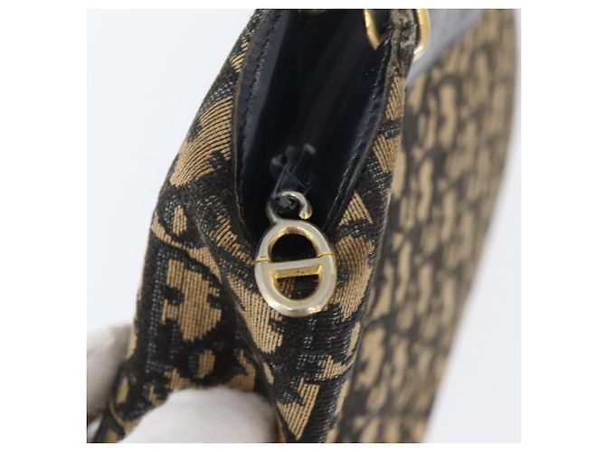 Borsa a Spalla in Tela Trotter Christian Dior Blu Navy Oro Auth AMZ388 - vista 10