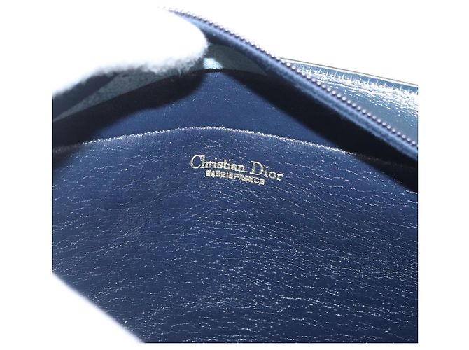 Borsa a Spalla in Tela Trotter Christian Dior Blu Navy Oro Auth AMZ388 - vista 11