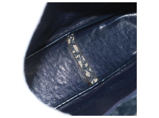 Borsa a Spalla in Tela Trotter Christian Dior Blu Navy Oro Auth AMZ388 - vista 12