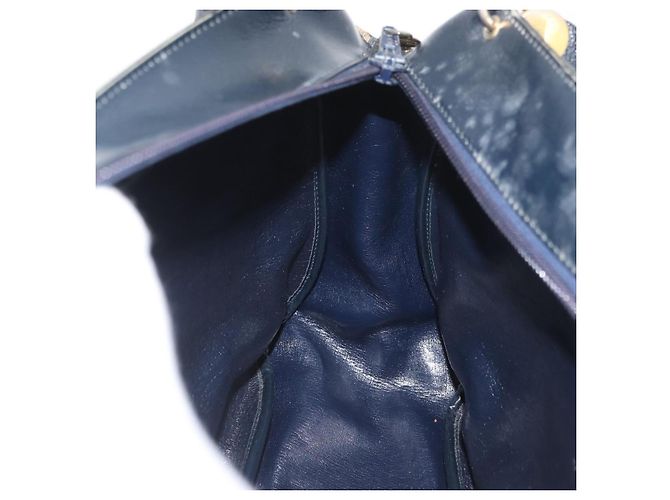 Borsa a Spalla in Tela Trotter Christian Dior Blu Navy Oro Auth AMZ388 - vista 17
