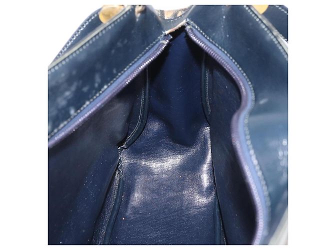 Borsa a Spalla in Tela Trotter Christian Dior Blu Navy Oro Auth AMZ388 - vista 18