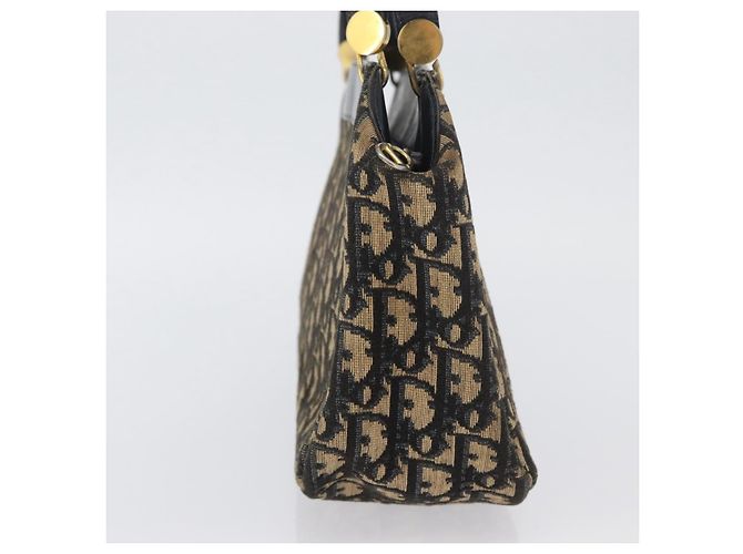 Borsa a Spalla in Tela Trotter Christian Dior Blu Navy Oro Auth AMZ388 - vista 4