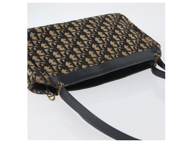 Borsa a Spalla in Tela Trotter Christian Dior Blu Navy Oro Auth AMZ388 - vista 6