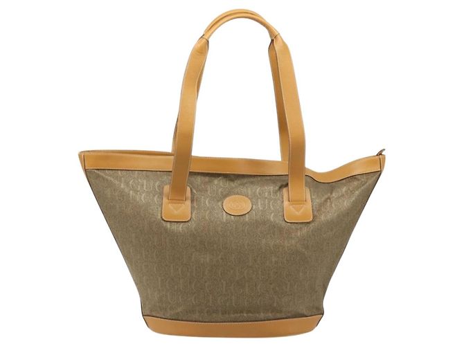 GUCCI Tote Bag PVC Canvas Beige Gold Auth ep13692 Golden - Ansicht 13