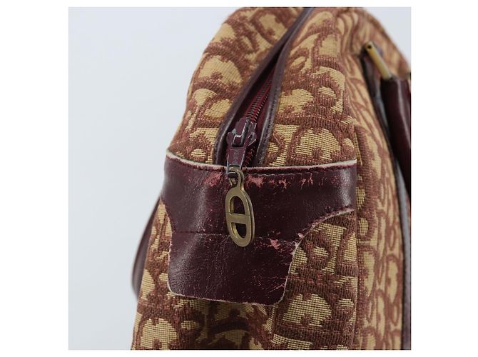 Borsa a mano in tela Trotter Christian Dior Rossa Oro Auth ep13938 - vista 10
