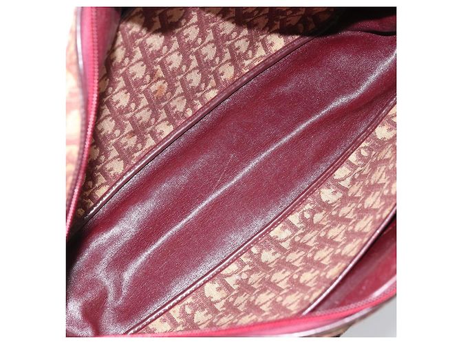 Borsa a mano in tela Trotter Christian Dior Rossa Oro Auth ep13938 - vista 12