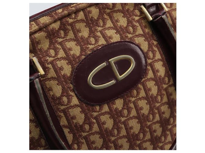 Borsa a mano in tela Trotter Christian Dior Rossa Oro Auth ep13938 - vista 17