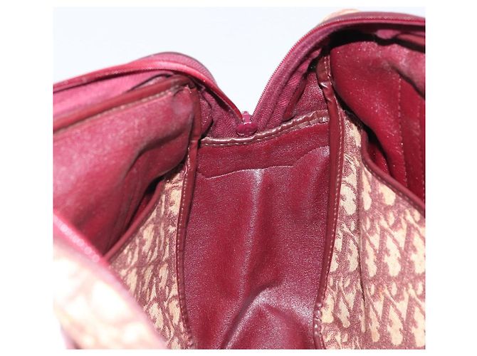 Borsa a mano in tela Trotter Christian Dior Rossa Oro Auth ep13938 - vista 18