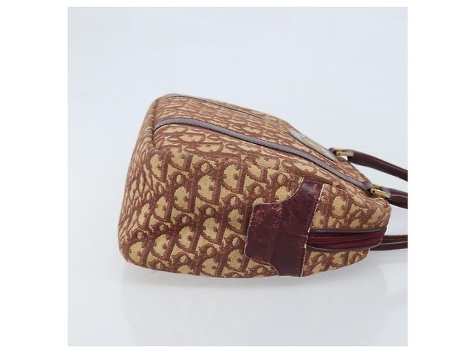 Borsa a mano in tela Trotter Christian Dior Rossa Oro Auth ep13938 - vista 3