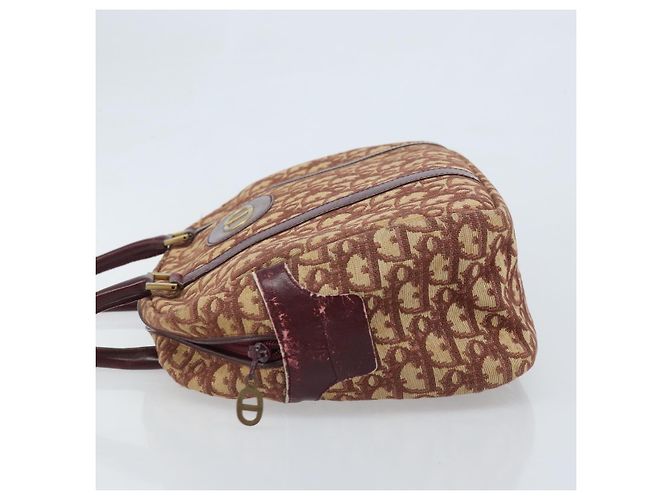 Borsa a mano in tela Trotter Christian Dior Rossa Oro Auth ep13938 - vista 4