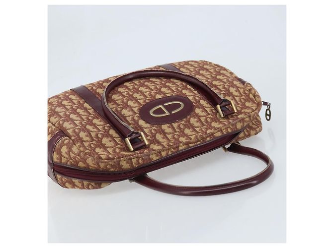 Borsa a mano in tela Trotter Christian Dior Rossa Oro Auth ep13938 - vista 6