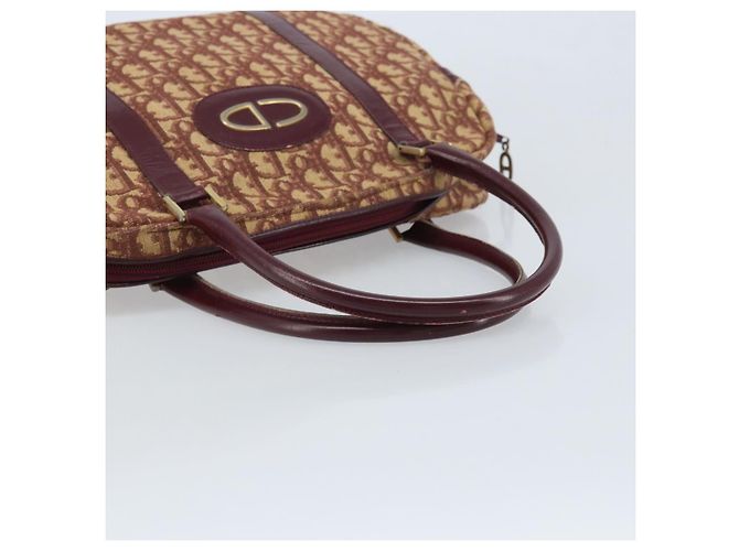 Borsa a mano in tela Trotter Christian Dior Rossa Oro Auth ep13938 - vista 7