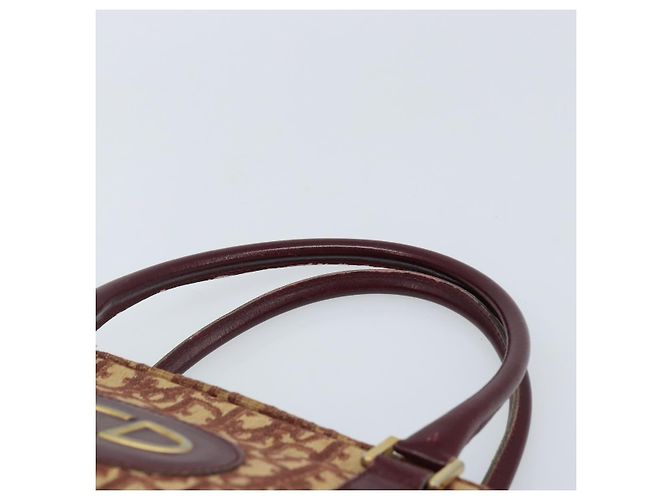 Borsa a mano in tela Trotter Christian Dior Rossa Oro Auth ep13938 - vista 8