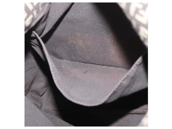 FENDI Zucchino Canvas Schultertasche Braun Silber Authentisch ka3374 - Ansicht 11