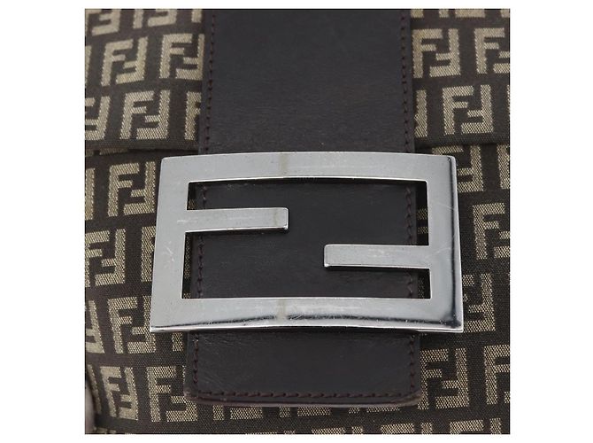 FENDI Zucchino Canvas Schultertasche Braun Silber Authentisch ka3374 - Ansicht 18