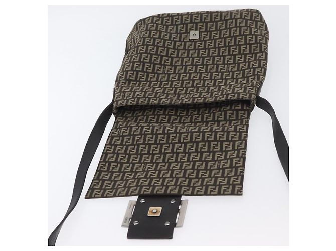 FENDI Zucchino Canvas Schultertasche Braun Silber Authentisch ka3374 - Ansicht 19