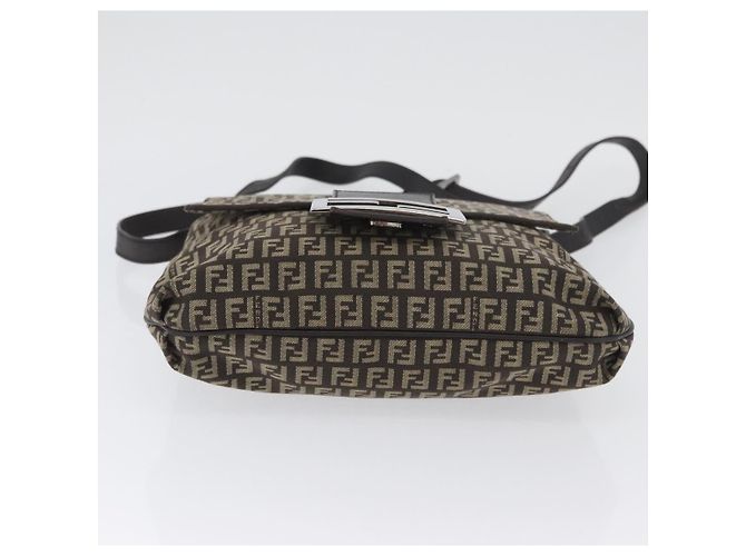 FENDI Zucchino Canvas Schultertasche Braun Silber Authentisch ka3374 - Ansicht 5