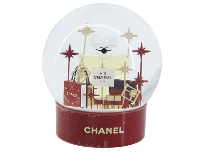 CHANEL Snow Globe Glass Red CC Auth BA11733 - view 13