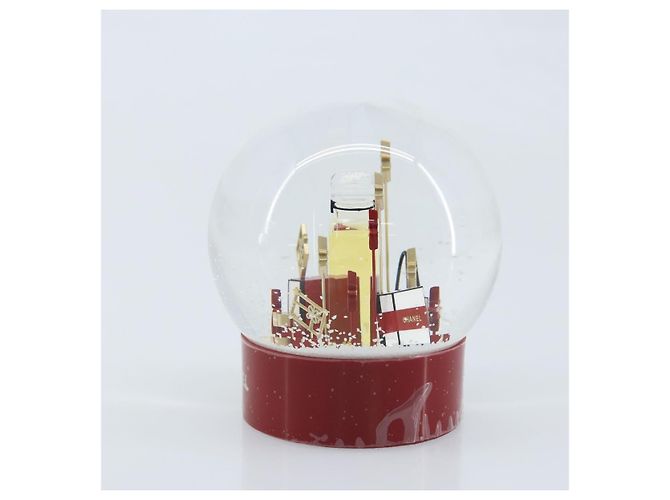 CHANEL Snow Globe Glass Red CC Auth BA11733 - view 3