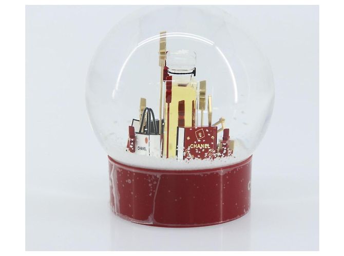 CHANEL Snow Globe Glass Red CC Auth BA11733 - view 4