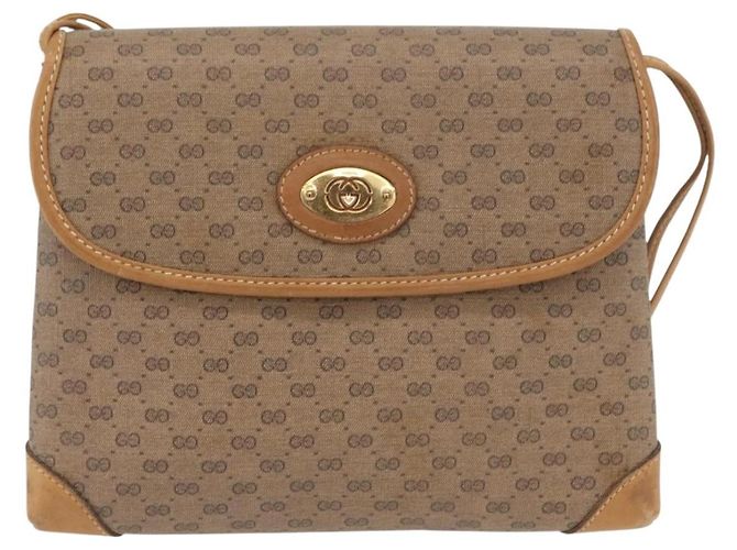 Gucci Borsa a Spalla Micro GG Supreme PVC Beige Oro 007 49 5548 Auth SW2207 - vista 13